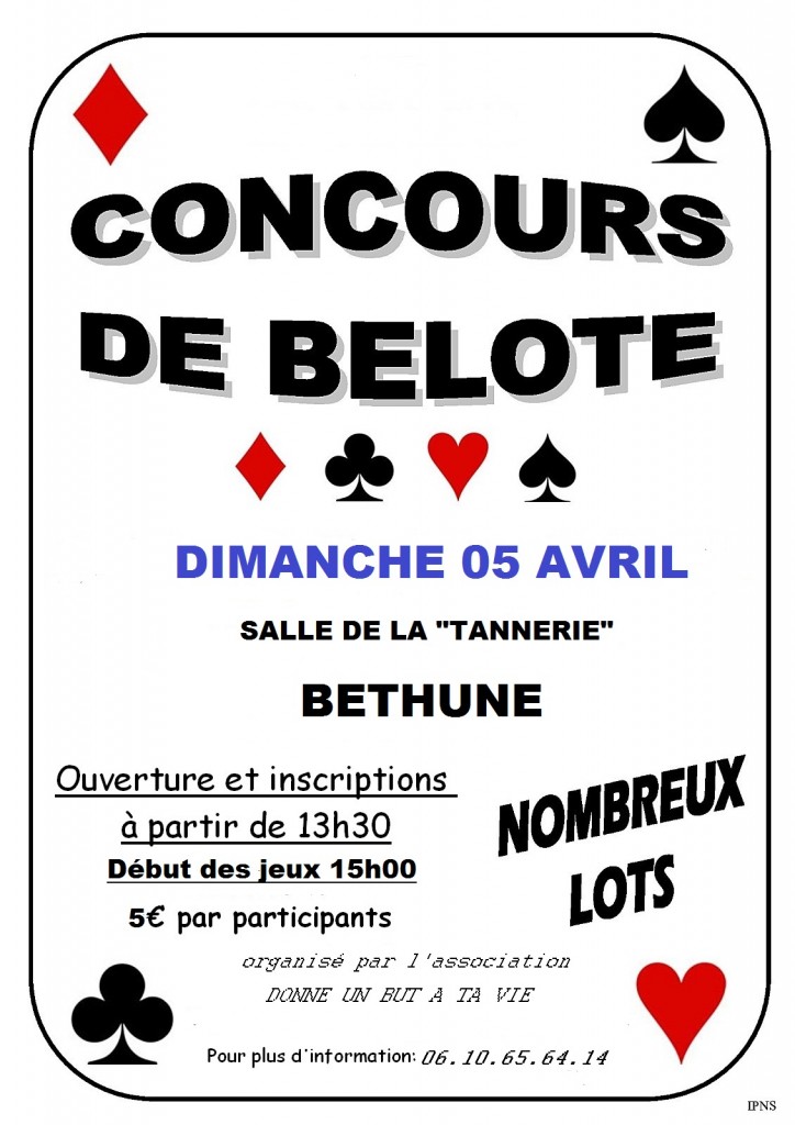 Affiche du concours organisé dimanche 5 avril 2015 dans la commune de Béthune, dans le Pas de Calais (62).