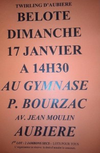 Affiche du Concours de belote organisé dimanche 17 janvier 2016 à Aubière - 63