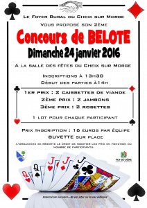 Affiche du Concours de bolote le 24 janvier 2016 au Cheix sur Morge, dans le Puy de Dôme (63)