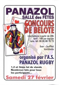 Affiche du concours de belote le 27 février 2016 à Panazol (87)