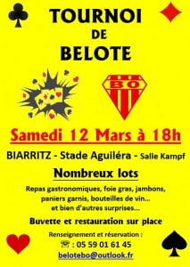 Affiche du Tournoi de Belote le 12 Mars 2016 à Biarritz - Pyrénées Atlantiques