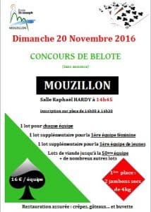 Affiche Concours de belote le 20 novembre 2016 à Mouzillon (44330)