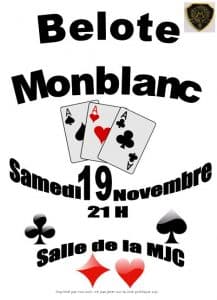Affiche Tournoi de belote le 19 novembre 2016 à Monblanc - Gers