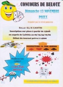 concours de belote le 13 novembre 2016 à Paulx (44)