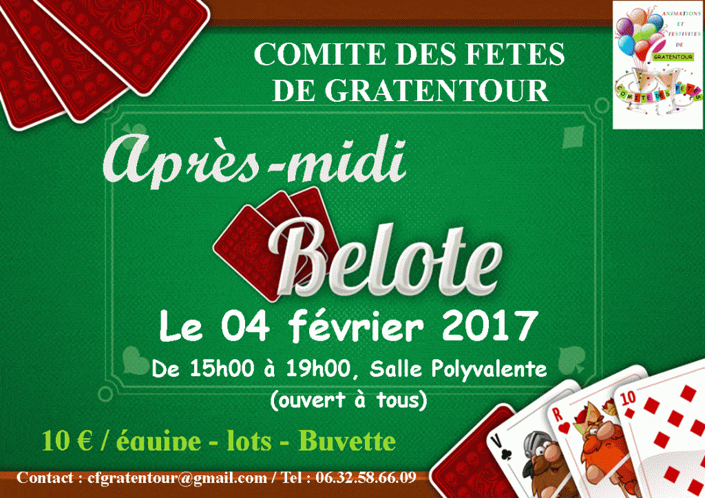 Affiche Après-midi belote le 4 février 2017 à Gratentour