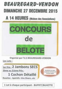 Affiche du Concours de belote le 17 décembre 2016 à Beauregard-Vendon (Puy-de-Dôme)