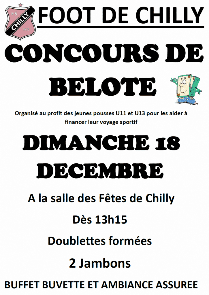 Affiche Concours de belote dimanche 18 décembre 2016 à Chilly - 74270