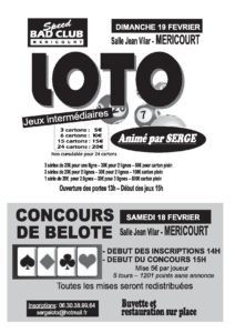 Affiche Tournoi de belote samedi 18 février 2017 à Méricourt - Pas de Calais