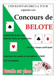 Affiche du Concours de Belote le 28 Janvier 2017 à Saint-Jeoire (74)