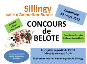 affiche Concours de Belote le 19 mars 2017 à Sillingy (74330)