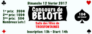 Affiche Concours de belote le 12 février 2017 à Troisfontaines (57)