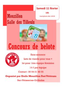 Affiche du Concours de belote le 11 février 2017 à Mouzillon (44)