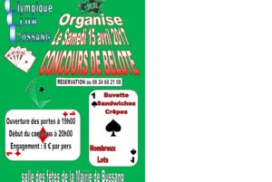 Afiche Concours de belote le 15 avril 2017 à Bussang - Vosges